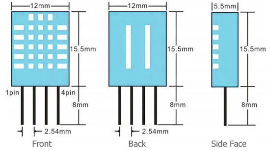 DHT 11 Temperature Humidity Sensor Module, 5.5v Dc, Serial(single