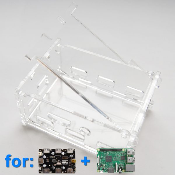 Acrylic Case for 7-Port USB Hub and Raspberry Pi (Clear)