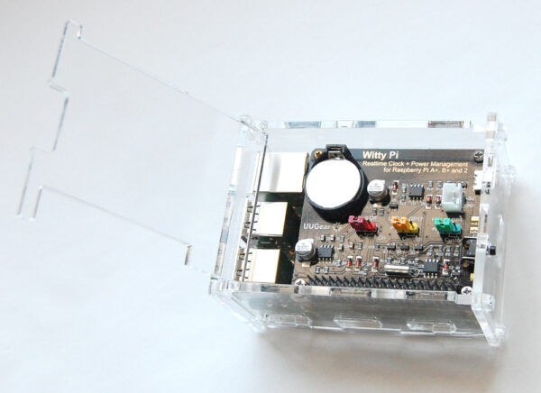 Acrylic Case for Witty Pi (1 or 2), 7-Port USB Hub and Raspberry Pi (Clear)