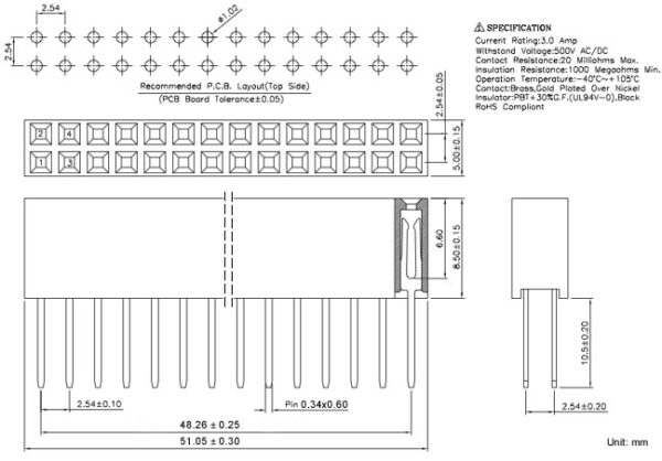 Stacking GPIO Header for Raspberry Pi 20x2 Pins