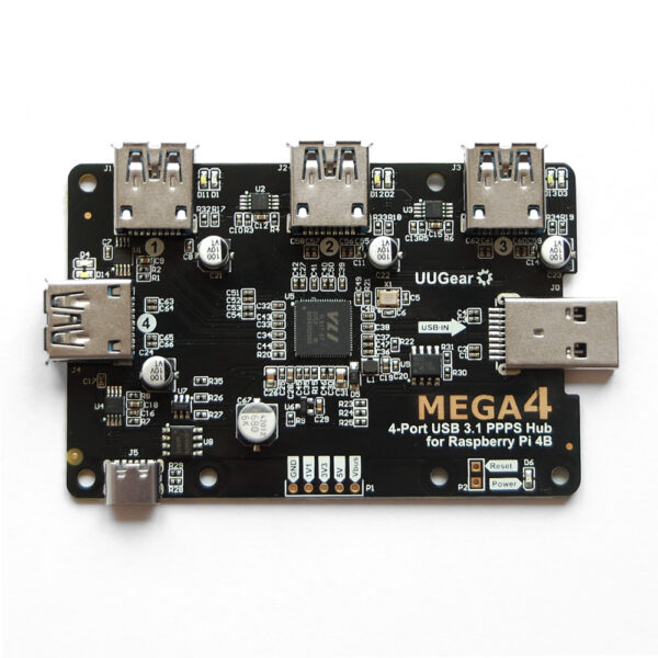 MEGA4: 4-Port USB 3.1 PPPS Hub for Raspberry Pi 4B