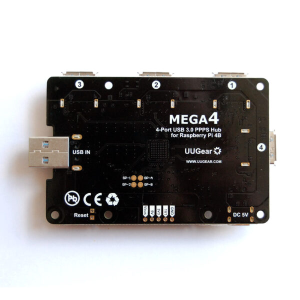 MEGA4: 4-Port USB 3.1 PPPS Hub for Raspberry Pi 4B