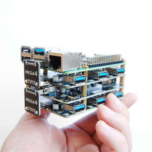 MEGA4: 4-Port USB 3.1 PPPS Hub for Raspberry Pi 4B