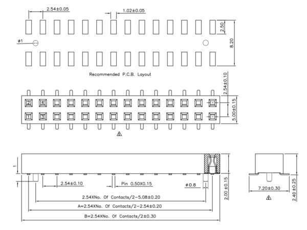 SMT 2x20 Low Profile GPIO Female Header for Raspberry Pi HAT